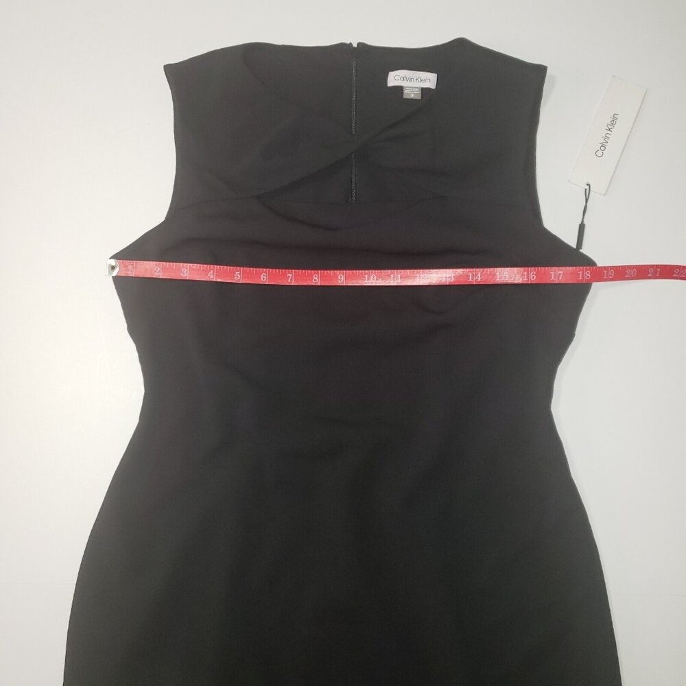 Calvin Klein Dress Women Size 12 Black LBD Draped Cutout Sleeveless Knee Length - Picture 9 of 16